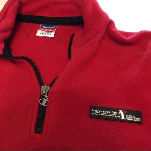 𝅺VINTAGE Champion Americas First YMCA Greater Boston Red Sweater Mens Size Large - Picture 2 of 8